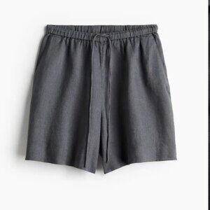 NWT H&M Premium Linen Pull On Shorts Gray Size 6 1217793001